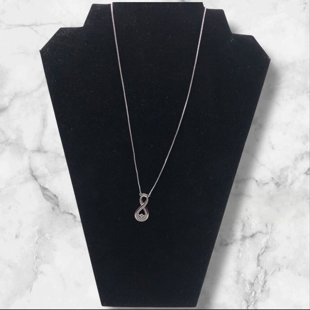 Infinity Pendant Necklace With Cubic Zirconia On Sterling Silver Chain For Women